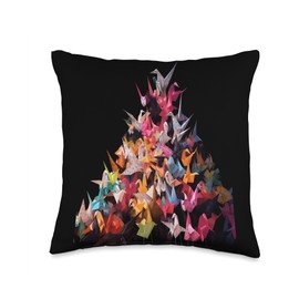 Origami Master Folding Paper Craft Origami Cranes Japanese Art Paper Folding Artist Throw Pillow, 16x16, Multicolor