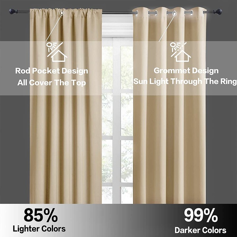 RYB HOME Thermal Insulated Curtains Blackout Small Window Drapes Light
