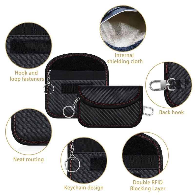 Faraday Pouch for Car Keys, 2 Pack Small Leather Faraday