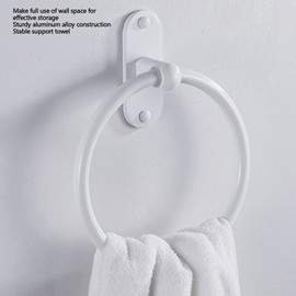 Towel Ring, Aluminium Alloy Bathroom Towel Ring, Circular Towel Rack Wall Mounted Hand Towels Holder White Towel Hanger for Kitchen Bathroom Washroom