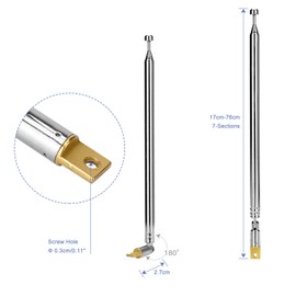 ENUODA 7 Sections Telescopic 17-76cm FM Antenna,Portable Radio Antenna Replacement,Compatible with Indoor Portable Radio,Home Stereo Receiver,AV Audio Video,Home Theater Receiver TV Tuner(2 Pack)