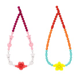 Muorruo 2-piece teething necklace for babies, one-piece safety design for toddlers, chew necklaces for sensory kids and adults with autism, ADHD, fidgeting, biting, anxiety