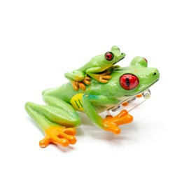 Miniblings Red Eye Leaf Frog Baby Brooch Frog Green Handmade Fashion Jewellery I Lapel Pin Button Pins, Plastic
