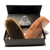 Beard Comb and Boar Bristle Brush Set Kit for Men