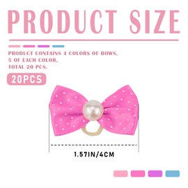 UPIQNG 20Pcs Dog Hair Bows Cat Bow Tie Hair Bands Puppy Hair Bowknot Hairpin Pearl Hair Clips Pet Hair Accessories Polka Dot Hair Bows Dog Grooming Bows