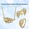 HeyMeili Women's Necklace, Feather, Wing, Stylish, 925 Silver, Opal Necklace,