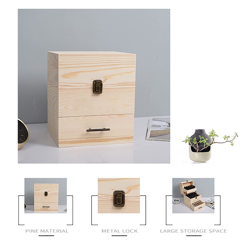 Hteedy 3 Tiers Essential Oil Storage Box, Wooden Perfume Bottle