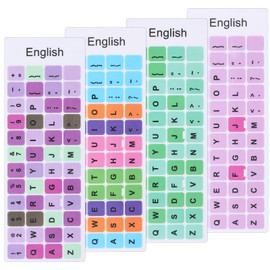 Yuanchu 8PCS English Keyboard Replacement Letter Stickers Colorful Universal English Computer Keyboard Replacement Stickers Matte English Keyboard Alphabet Sticker for PC Computer Laptop Desktop