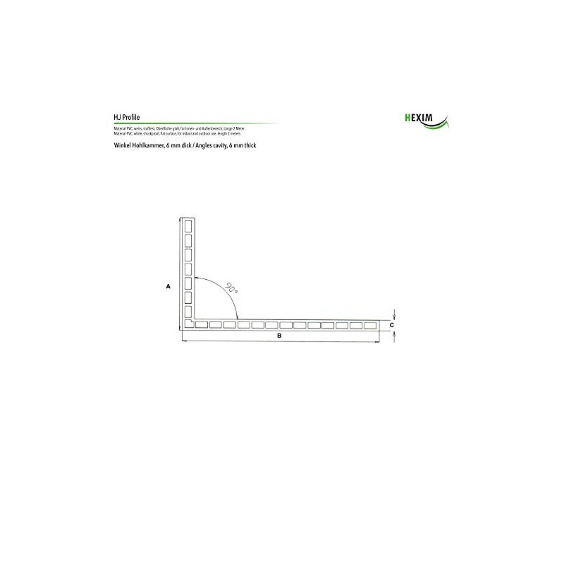 HEXIM Hollow Chamber Angle Strips White - PVC Plastic Angle