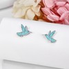 AXOMY Hummingbird Earrings Turquoise 925 Sterling Silver Hummin Bird Stud