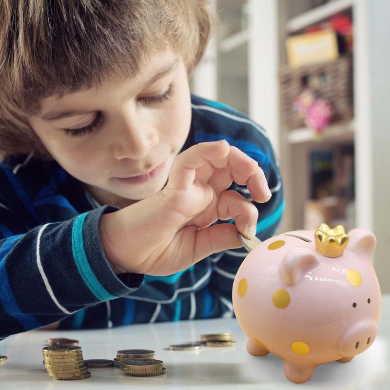 Children's Piggy Bank Lucky Pig Money Box for Girls, Ceramic