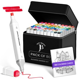 JACK BROWN 80 Colors Alcohol Markers Set with Fine & Chisel Dual Tip - Professional Art Markers for Adults & Kids, Perfect for Drawing, Sketching, Coloring & Animation - Includes Durable Marker Case
