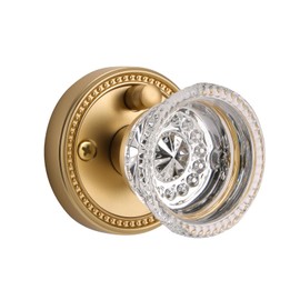 Bak Bo Crystal Door Knobs Interior Brushed Gold Glass Door Knobs with Lock Satin Brass Privacy Door Knob for Bedroom and Bathroom Zinc Alloy 1 Pack BG-A-1