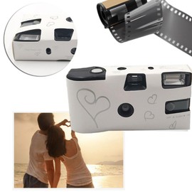 Single Time Use 35mm Camera with Flashing & 27 Exposures Color Films Included for Celebration Birthday ABS Film Camera