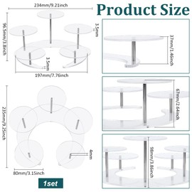 FINGERINSPIRE 9.2x9.2x3.8inch Clear Acrylic Jewelry Display Stand 5 Tier Round Acrylic Display Riser Moon Shape Base Jewelry Organizer Holder Rack for Small Jewelry Cupcake Perfume Collectibles