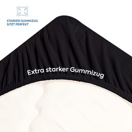 SUNDAY HOME Jersey Fitted Sheet, 100% Cotton, Pocket up to 38 cm Deep, Black 90 x 200 cm - 100 x 200 cm Fitted Sheet - Oeko-Tex® Certified