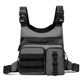 Criuage Outdoor Chest Bag for Men, Lightweight Running Vest with Water Bottle Pocket, EDC Chest Pack for Hiking,Cycling
