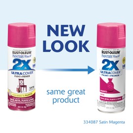 Rust-Oleum 334087 Painter's Touch 2X Ultra Cover Spray Paint, 12 oz, Satin Magenta