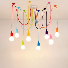 KJLARS Colorful Spider Lamp Modern Chandelier Adjustable DIY Pendant Lighting Hanging Ceiling Fixture for Children's Room Bedroom Dining Room Living Room Girls Boy's Room 8-Arms(Each with 59" Wire)