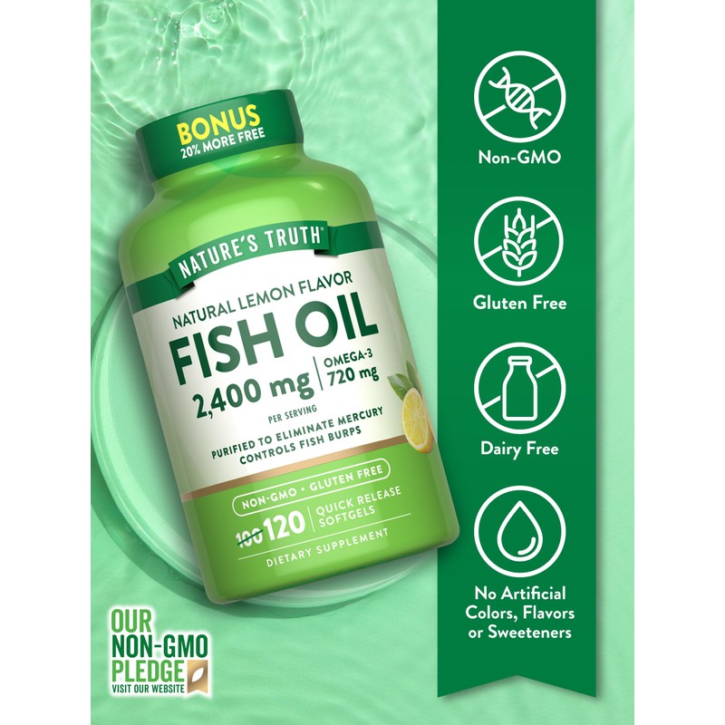 Nature's Truth Fish Oil 2400mg | 120 Quick Release Softgels