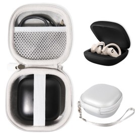 WGear customized travel Case for Beats Powerbeats Pro - Totally Wireless Earphones, Mesh cable pocket, elastic secure strap, elite wrist strap (Smoke White)