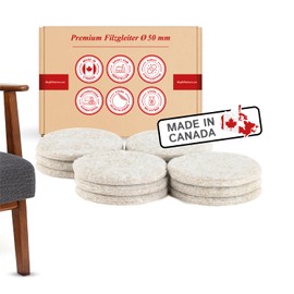 2 Inch Diameter Heavy Duty Felt Pads - Tan, 12 pieces - Made in Canada