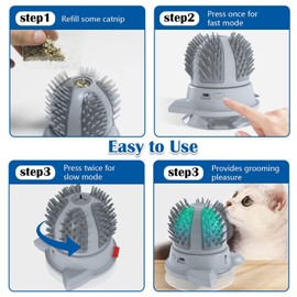 Cat Self Groomer, Cat Corner Scratcher with Colorful LED Light, Automatic Cat Face Scratcher Wall Corner Massage Comb for Indoor Cats Self Grooming Brush