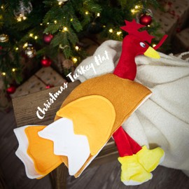 Adults Turkey Hat - Plush Brown Turkey Hat With Red Crest and Dangling Yellow Legs - Funny Mens Ladies Christmas Novelty Fancy Dress Hat Accessory - Pack Of 1