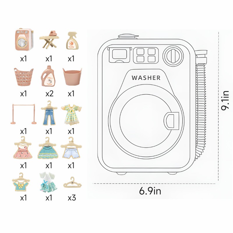 Haugboag Toy Washing Machine,Water-Filled Washer and Dryer Playset for Kids