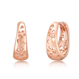 StoryMidir Cherry Blossom Earrings, Flower Hoop Earrings, Pink Gold, Japanese Pattern, 925 Silver, Hypoallergenic, Capillar, Spring Earrings, Women's, Fashion Cherry Blossoms, Openwork, Hoop Earrings,