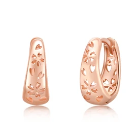 StoryMidir Cherry Blossom Earrings, Flower Hoop Earrings, Pink Gold, Japanese Pattern, 925 Silver, Hypoallergenic, Capillar, Spring Earrings, Women's, Fashion Cherry Blossoms, Openwork, Hoop Earrings,