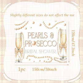 Pearls and Prosecco Bridal Shower Decorations Bow Champagne Pearls Backdrop Pearl White Balloons for Bows Pearls Wedding Bachelorette Bride to Be Party Supplies