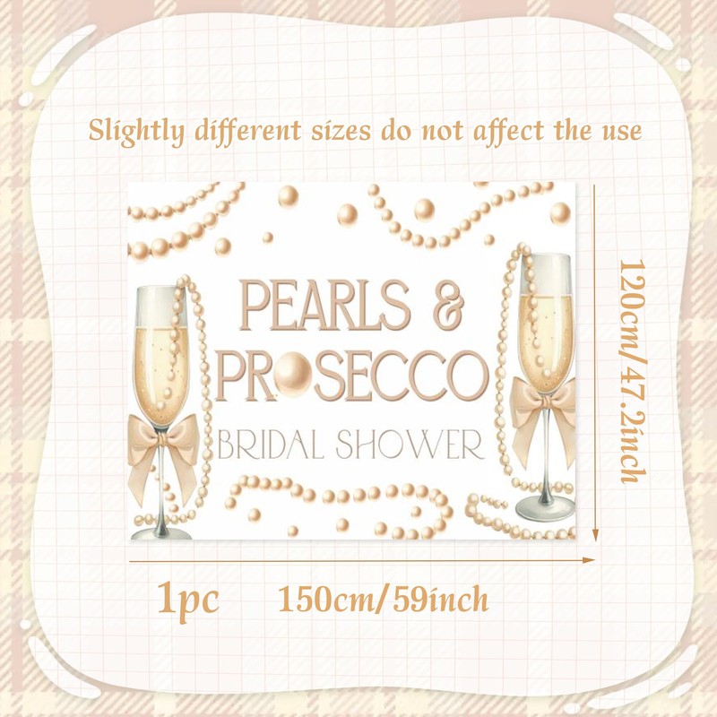 Pearls and Prosecco Bridal Shower Decorations Bow Champagne Pearls Backdrop
