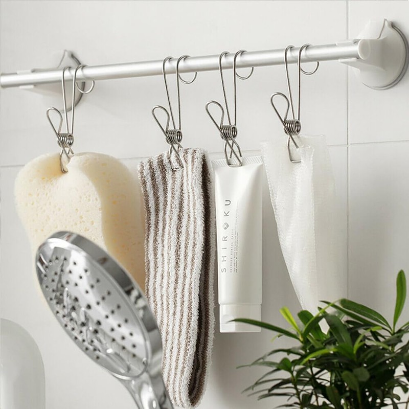 15xStainless Steel Clothes Pegs Hooks Long Tail Clip Hanging Clips