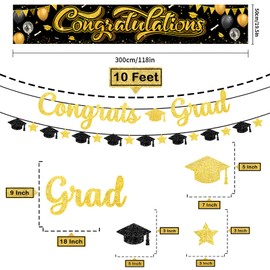 Graduation Decorative Garland, WideSmart Graduation Decoration Glitter Black, Exam Passed Banner, for Abitur ABI Exam Success Bachelor Graduation Exam Passed Party Crafts Decoration