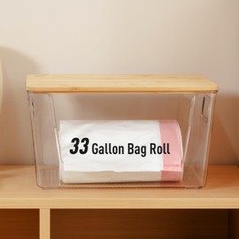 Citylife Extra Large Trash Bag Holder with Bamboo Top and Handles Under Sink Garbage Bag Dispenser Storage for Home, Kitchen, Laundry Room Organization