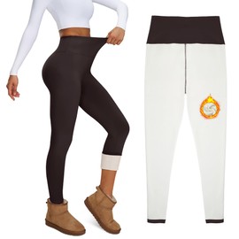YUDSUD Fleece Lined Leggings for Women Thermal Winter Yoga Pants Windproof High Waisted Legging Buttery Soft Warm Workout Tights Gym Hiking Yoga Dark Brown
