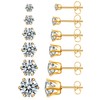 6 Pairs Hypoallergenic Stainless Steel Stud Earrings Cubic Zirconia Earrings