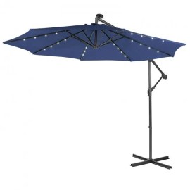 10 Feet Solar Powered Cantilever Patio Umbrella with Tilting System for Your Outdoor Spacecolor: Navy Color