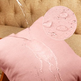 4 Pack Decorative Outdoor Waterproof Throw Pillow Covers, Square Patio Balcony Garden Waterproof Cushion Case, PU Coating Pillow Shell for Couch, Bed, Patio, Sofa, Tent,18 x 18 Inch (Pink)