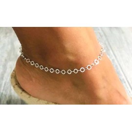 Alex and Elsa 925 STERLING SILVER 3.5 mm CIRCLE ANKLET BRACELET, 9"  long Silver Anklet- EA9