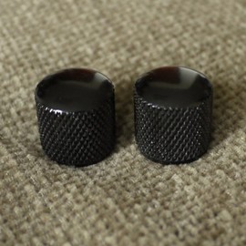 (A34) 2 Metal Dome knurling Guitar Knobs For Tele or JB Adjustable,Black