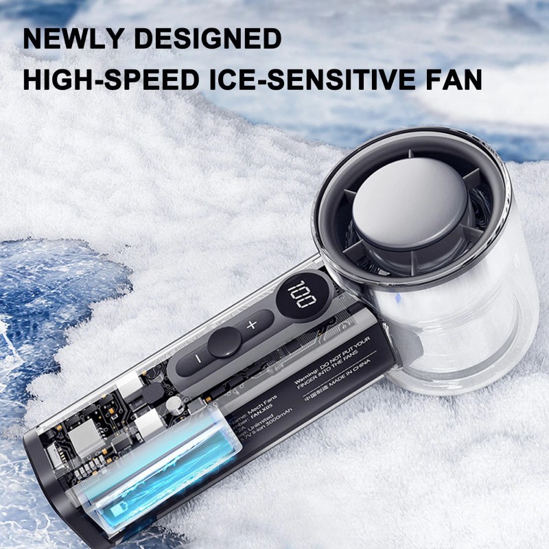 FAN-X05 Handheld Portable Fan With Ice Cooler Speed (1-100) 3000mAh