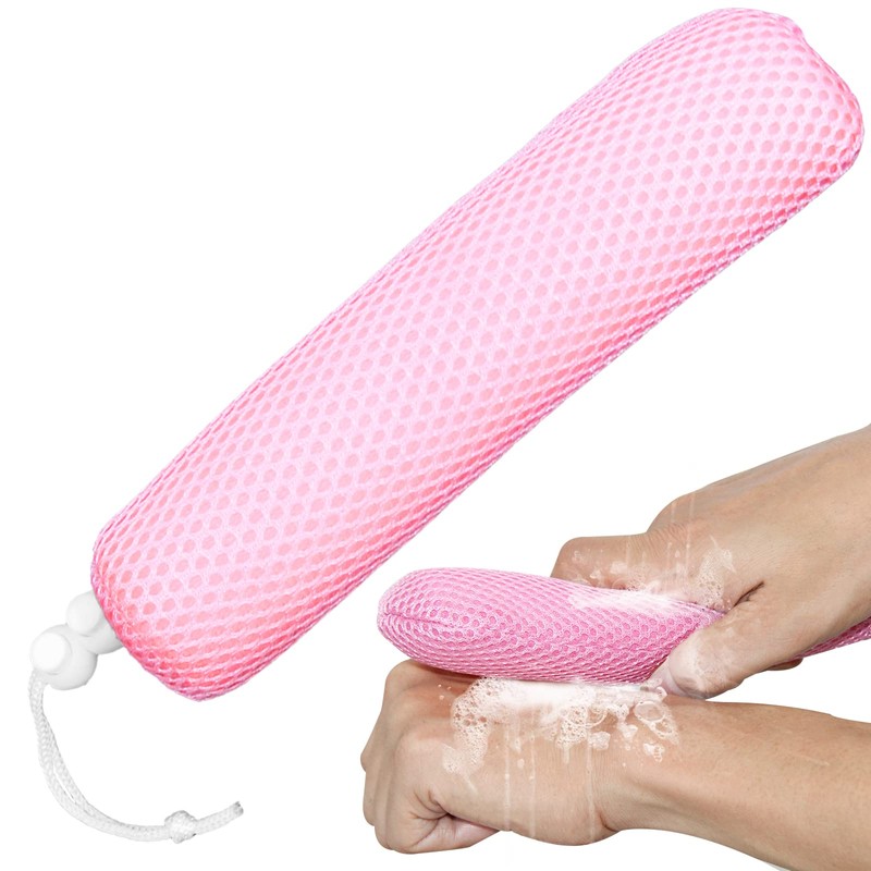 Bath Brush Head with Sponge,Back Scrubber Bath Mesh Bath Body