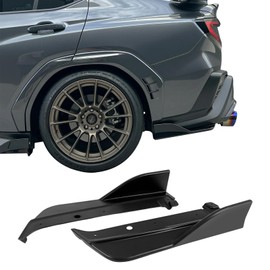 IKON MOTORSPORTS Rear Aprons, Compatible with 2022-2025 Subaru WRX (Base, Limited, Premium, GT), D Style Matte Black ABS Plastic Rear Bumper Lip Lower Side Spat Valance Winglet Canard Protector 2PCS