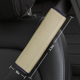Couslcd 2PCS Car Seat Belt Cover, Soft Shoulder Strap Covers Harness Pads, Safety Leather Seatbelt Comfort Driving Cushion Protect Your Shoulder and Neck Universal for Car, SUV,Truck (Beige)
