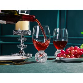 YLNNLC Red Wine Glasses Set of 4-16 oz Lead-Free Crystal Wine Glasses - Crystal Ball Base- Wedding, Wine Tasting, Anniversary, Party, Gift - Clear, Reuseable Glassware