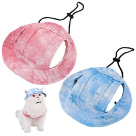 GDFHBD 2 Pieces Of Pet Sun Protection Hat, Adjustable Fisherman Hat, Exposed Ears Pet Hat, Pet Sun Protection Supplies.