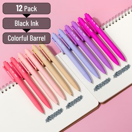 Mr. Pen- Retractable Gel Pens, 12Pack, Black Ink, Blushing Bloom Color Barrel Gel Pens, Gel Pens Fine Point 0.5mm, Retractable Pens, Cute Pens, Gel Ink Pens, Aesthetic Pens for Journaling