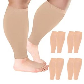 여성용 2/3/4/6켤레 플러스 사이즈 와이드 하이 20-30mHg 압박 종아리 2XL-7XL 레그 무릎 & 다리 남성용 소매 [2pcsblack] Women's Plus Size Wide High 20-30mHg Compression Calf Socks 2XL-7XL Leg Knee & Leg Men's Sleeves [2pcs black]